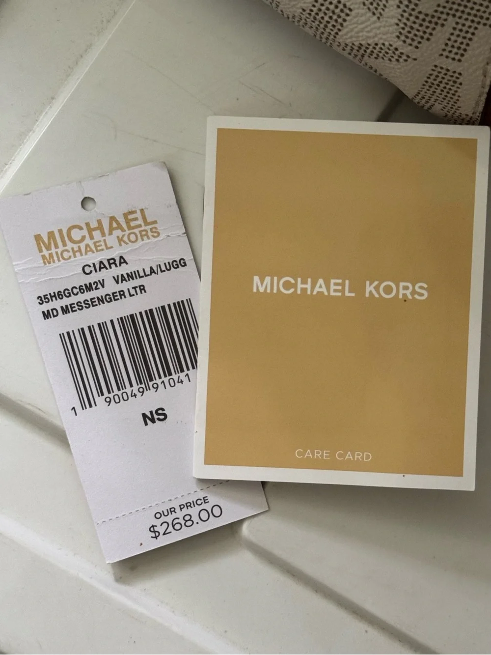 Ciara Michael Kors Brown Cream Signature Satchel Purse Bag Authentic removable